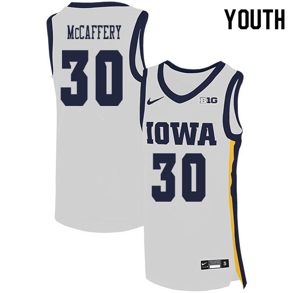 2020 Youth #30 Connor McCaffery Iowa Hawkeyes College Basketball Jerseys Sale-White